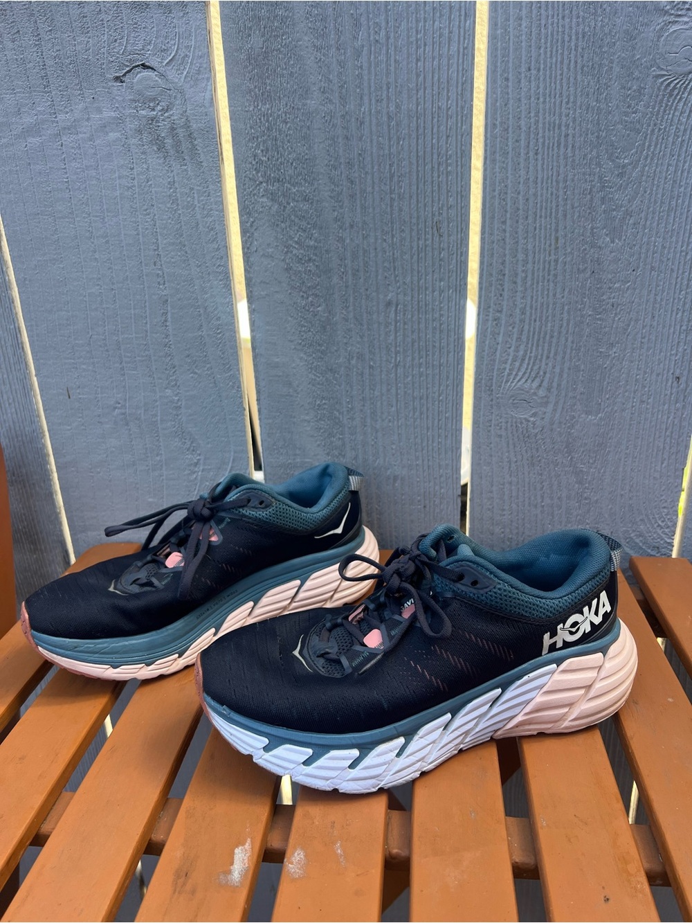 Hoka Women's Gaviota 3 Blue Running Shoes with Pink Accents - Women’s 8